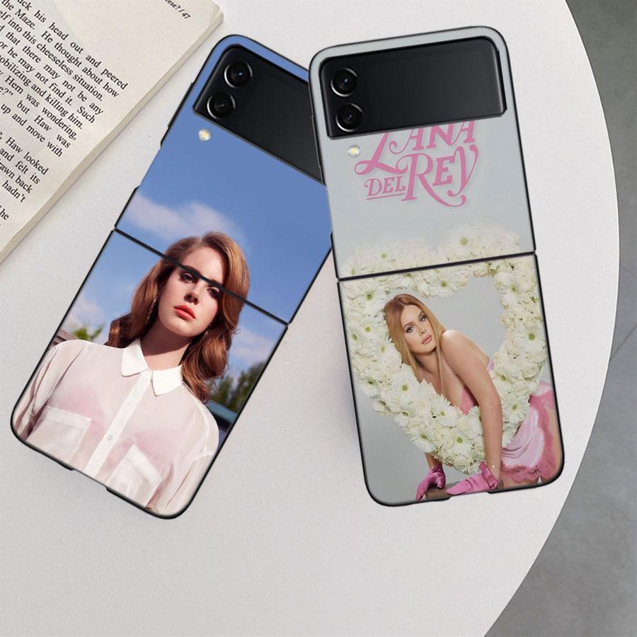Singer Lana D-Del Rey Phone Case For Samsung Z Flip 7 6 5G Galaxy Z Flip 5 4 3 Black Hard Cell Cover Luxury PC Shell Coque