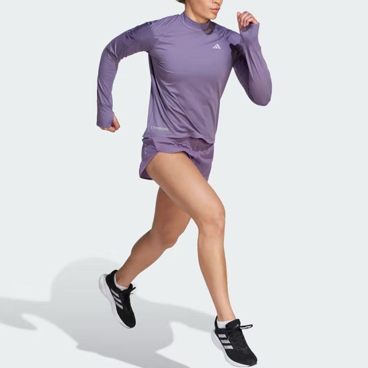 Adidas Ultimate Sweatshirt With Solid Color Logo Long Sleeve T-Shirt Women Tops Purple IM1881