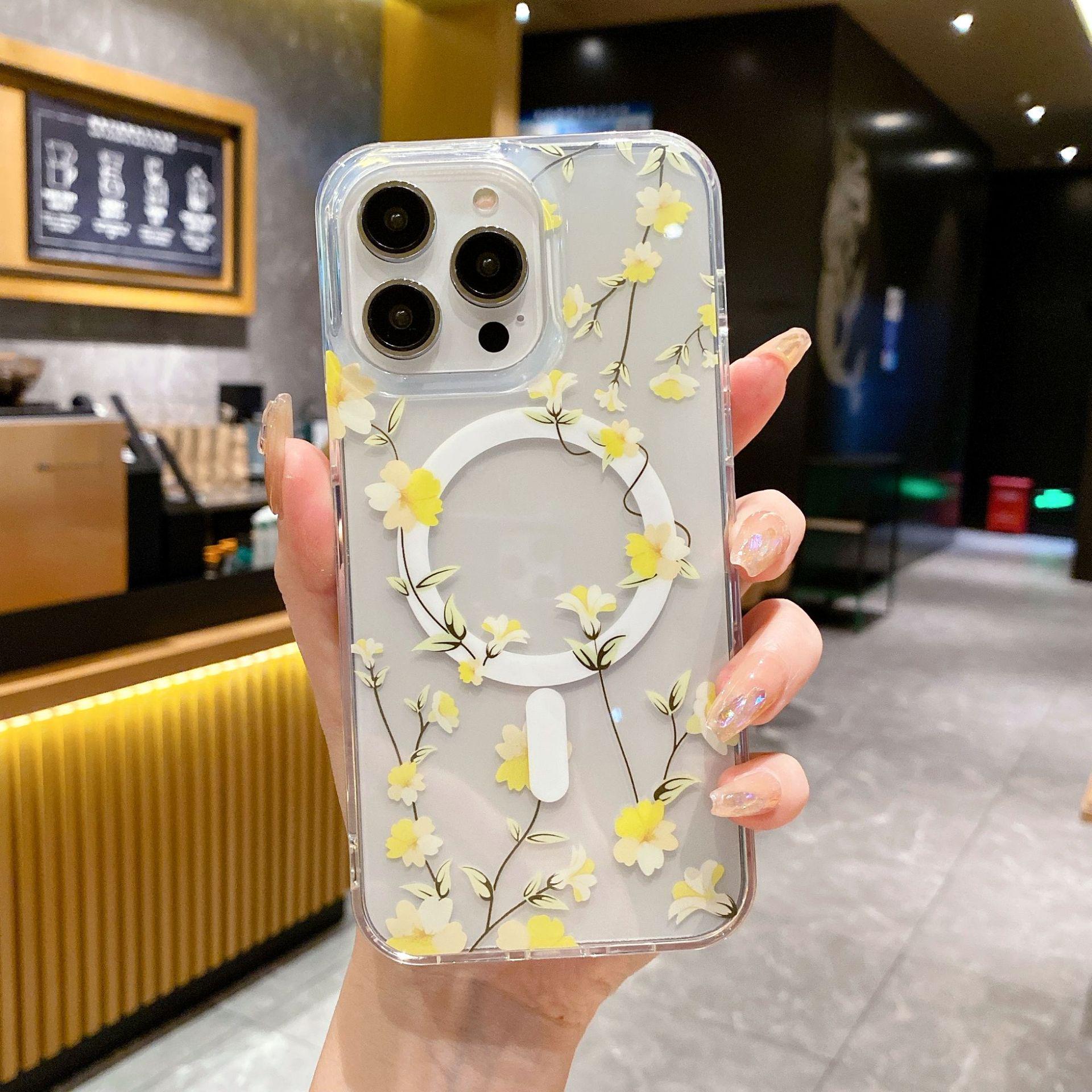 

iPhone 17 N52 Magnetic Clear Flower Stamen Case for Apple 16 Pro - High Transparency & Anti-Drop Protective Cover iPhone 17 Pro