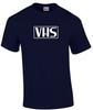 VHS T-Shirt RETRO FUNNY Video Tape MOVIE GEEK White Navy Blue Tee Shirt S-5XL
