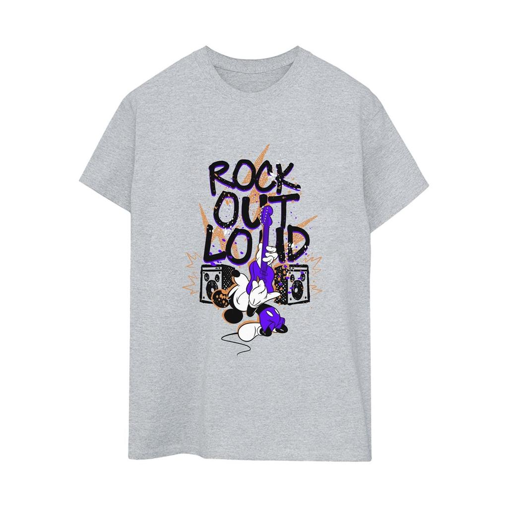 Disney Womens/Ladies Mickey Mouse Rock Out Loud Cotton Boyfriend T-Shirt