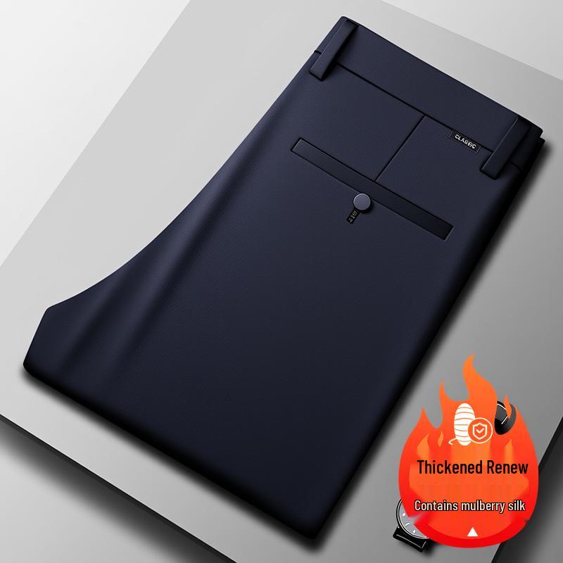 Men's High-Quality Mulberry Silk Business Casual Pants – Non-Iron, Elastic, Straight Leg for Spring/Summer