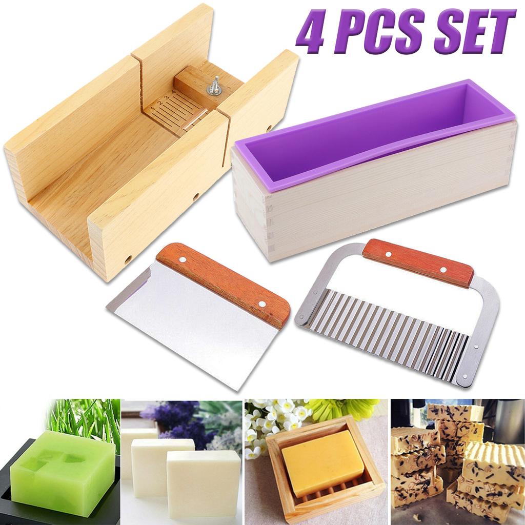 4 Pcs Silicone Soap Mould Rectangular Soap Making Tool Kits Set