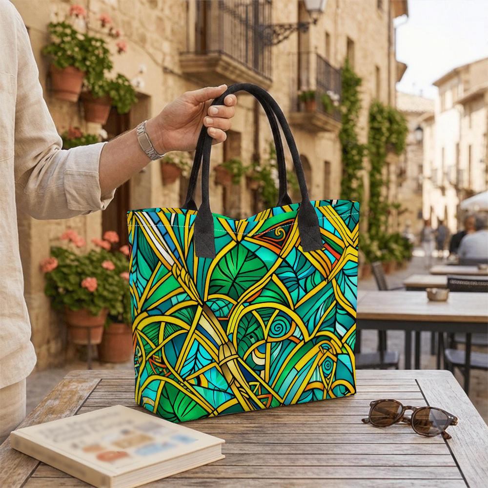 Artistic Geometric Pattern Tote Bag Fashion Large Capacity Casual Shopping Shoulder Handbag for Daily Use