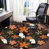 1pc Ghost Floral Office Round Area Rug,  Mat Suitable For Office, Under Office Chairs Bedroom Living Room Home Decor, Room Deco