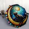 1pc Stained Glass Cat Design Automatic Folding Umbrella - Portable 3-Fold Design with Iron Frame, Outdoor for Fans, Travelers, Daily Use, Festive Gift