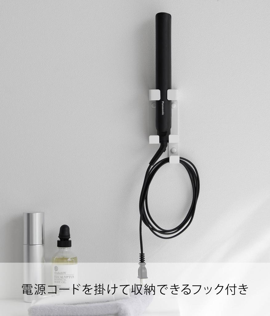 Yamazaki Wall Hair Iron Holder for Drywall X D6 X Includes Drywall Tweezers and Wood Screws Tower Series (Yamazaki Industries) (White, W5.5 H13.7cm) -