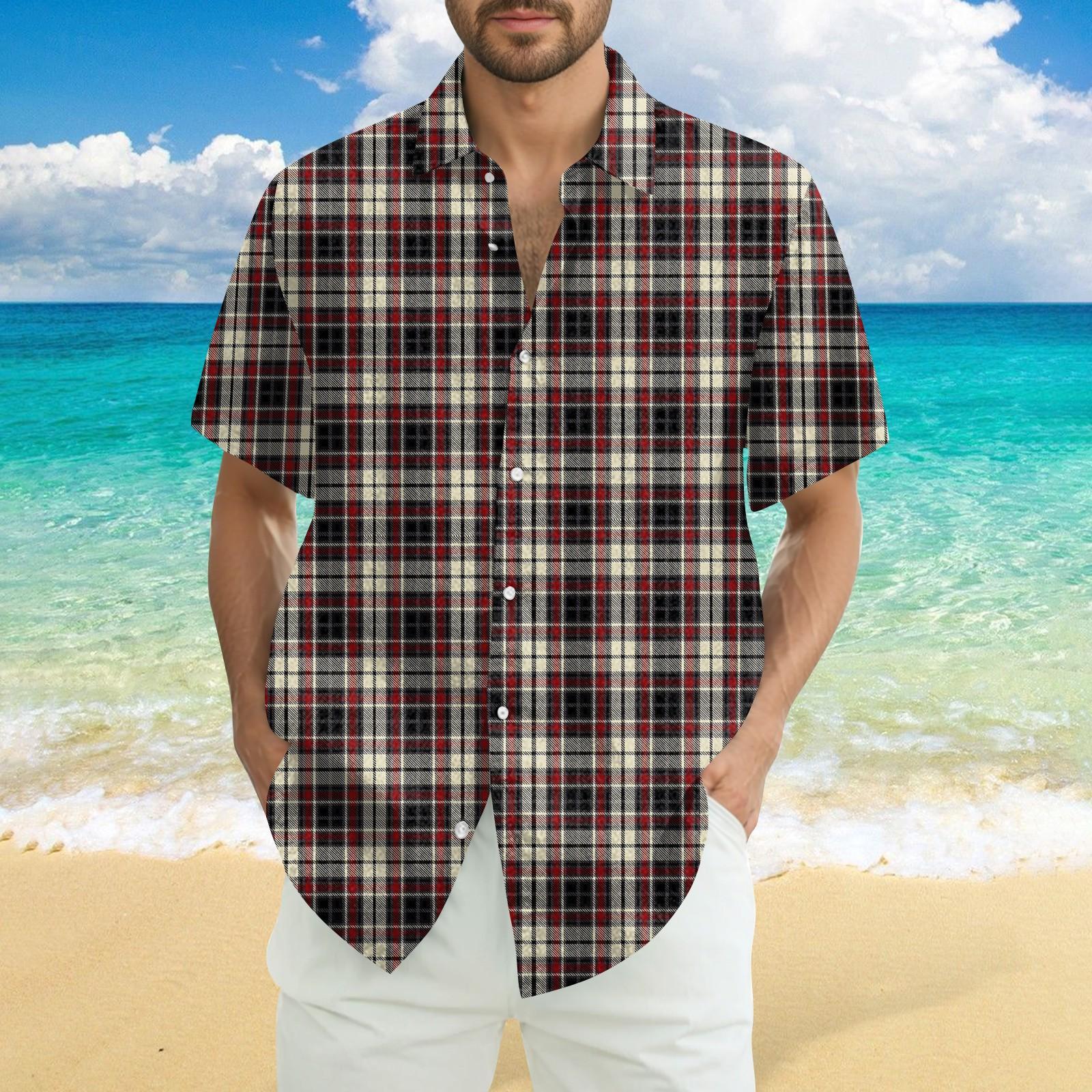 

Men s Fashion Casual Loose Hawaiian Print Short-sleeved Shirt XXL