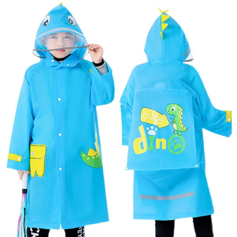 Cartoon Kids Primary School Student Schoolbag Raincoat Poncho Single Cartoon Big BRIM Anti-Blue Pink Raincoat Raincoat