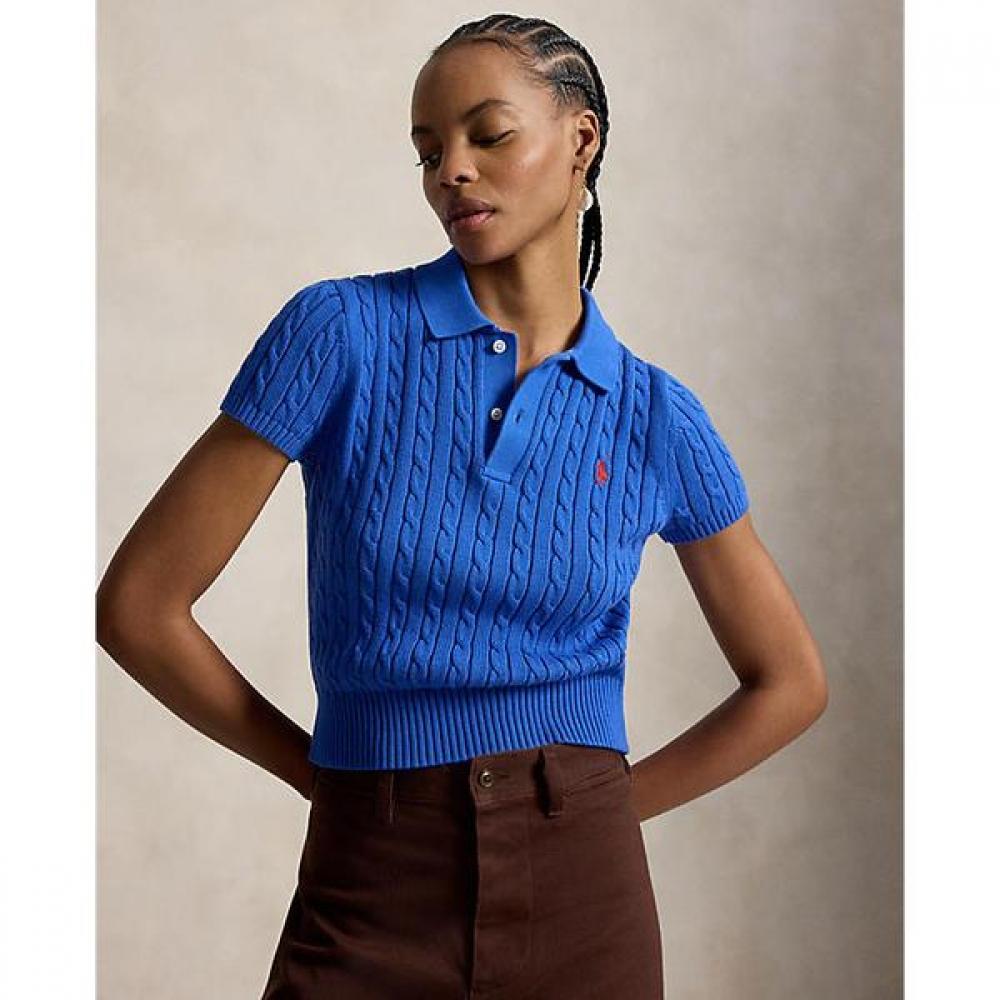 Polo Ralph Lauren Women S Cable Knit Cotton Crop Polo Shirt wmpoSwenc021621400 XS