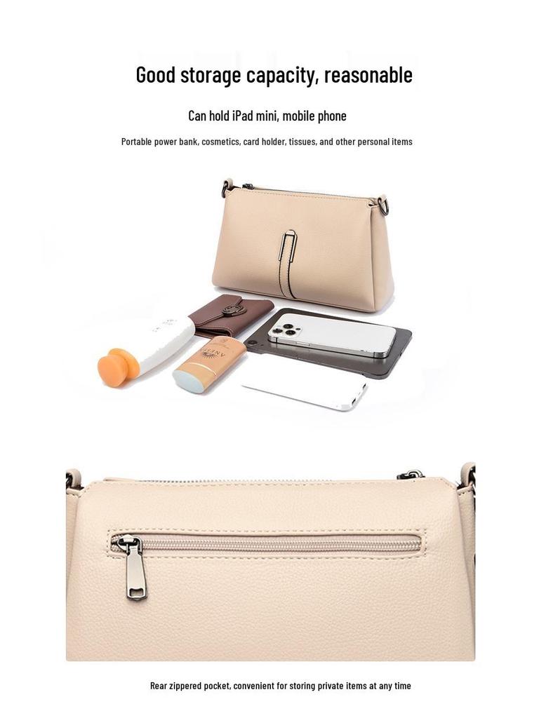 2026 Women's Versatile Crossbody Bag: Multi-layer, Large Capacity, Soft Leather, Small Square Design for Underarm or Shoulder