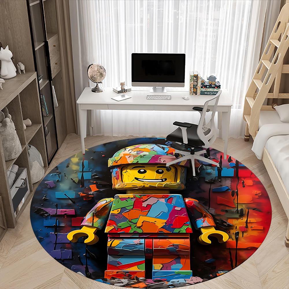 

1 шт. Круглий килим Lego Art для офісу, килимок для приміщень, підходить для офісу, спальні, вітальні, декору будинку, декору кімнати, Offic a0928210 120cm by 120cm