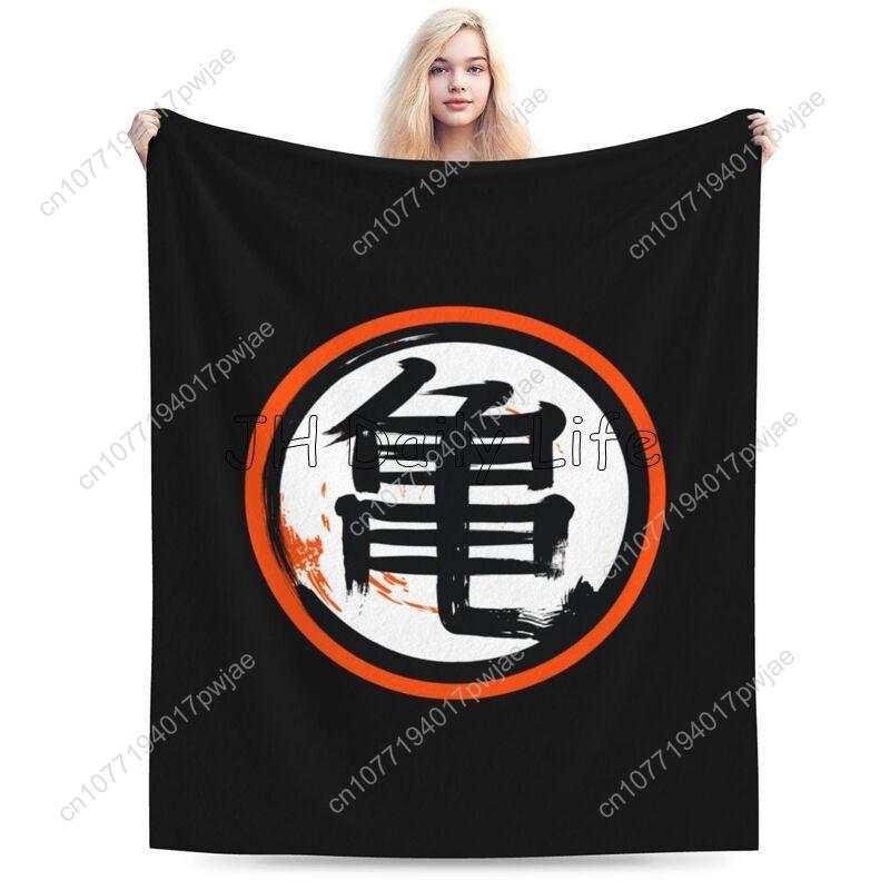 DBZ Kanji Print Flannel Blanket Soft Cozy Warm Fleece Throw Blanket Lightweight Fuzzy Plush Blankets for Bed Sofa Picnic Travel