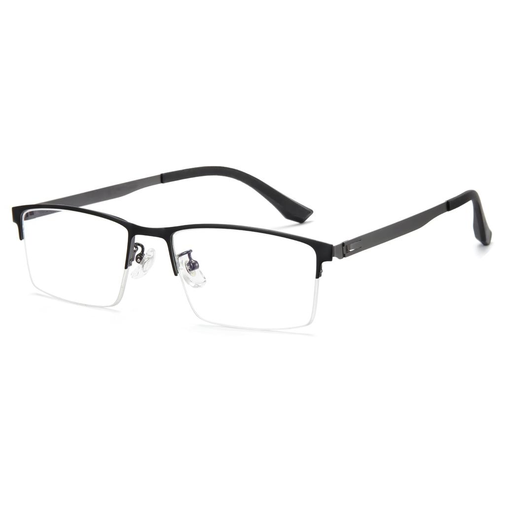 Cyxus Fashion Glasses, Hingeless Frame with Titanium Frame, Stylish for Business and Casual Wear, Unisex (8147X64, Black & Silver)