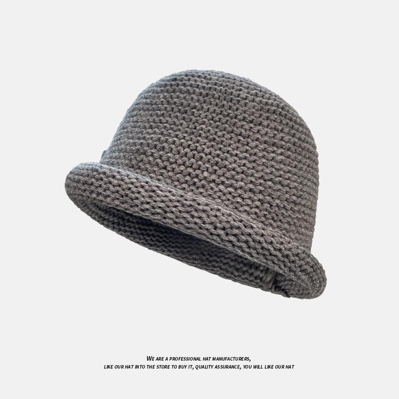 Wool blended warm fisherman's hat children autumn and winter warm curling thick wool bucket hat versatile fashion wool hat