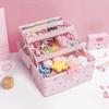 New Children's Hair Accessories Storage Box Head Rope Hairpin Card Pen Sundries Stationery Box 3-laye Cute Girl Jewelry Box