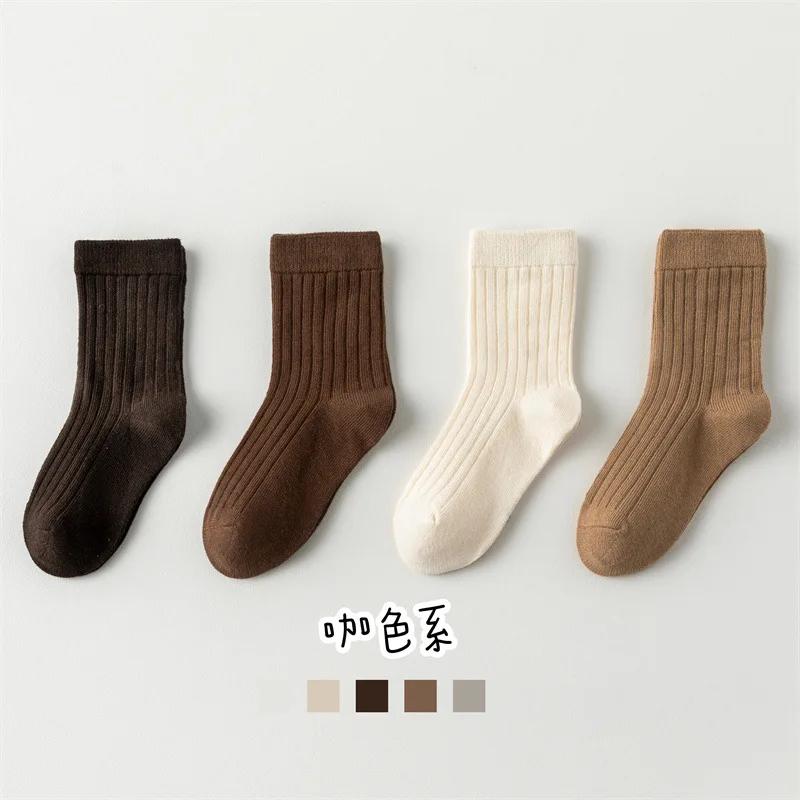 High Quality Autumn Winter New Kids Socks Solid Color Morandi Color Drawer Strip Baby Socks Versatile Boy Girls Cute Socks