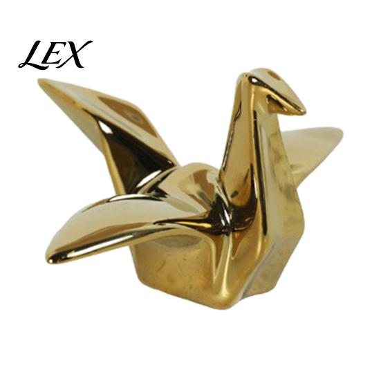 Tabletop Bird Statue Geometric Origami Cranes Figurine, Modern Sculpture, Minimalist Shelf Elegant Figurine Accent, Nordic Creative Sculpture for Desk золотистый