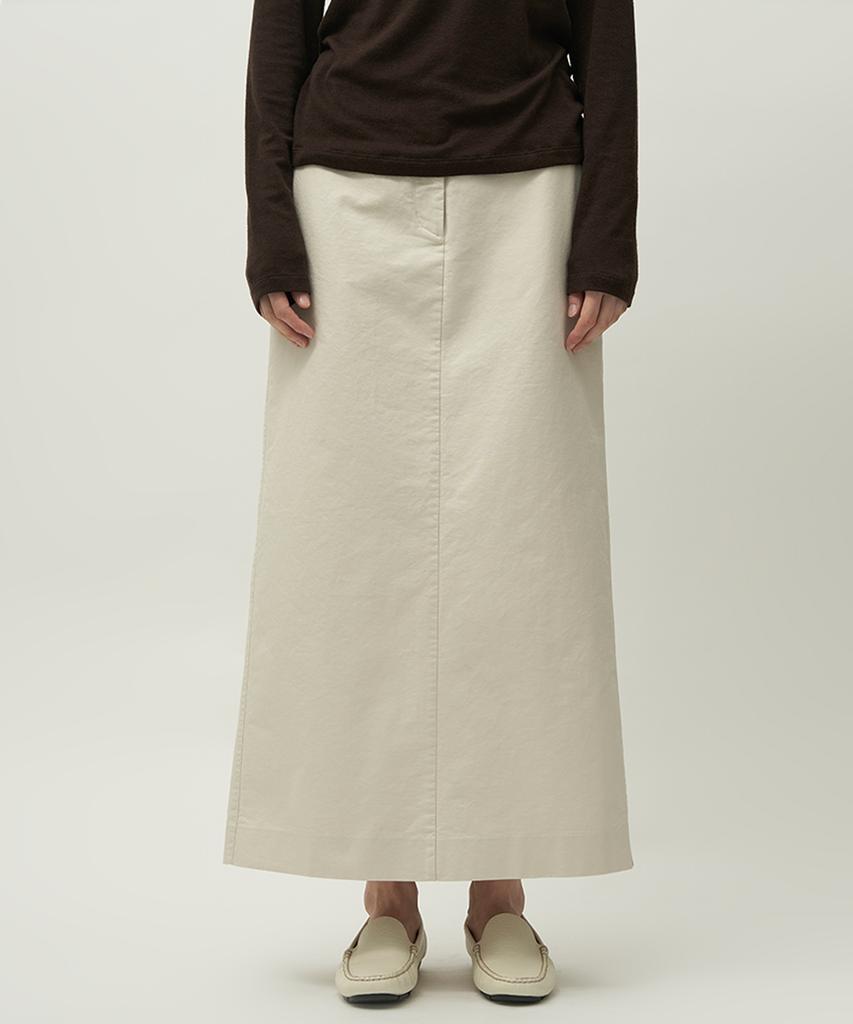 Leopeusaideuhwaiteulabel Slit Long Skirt Ivory