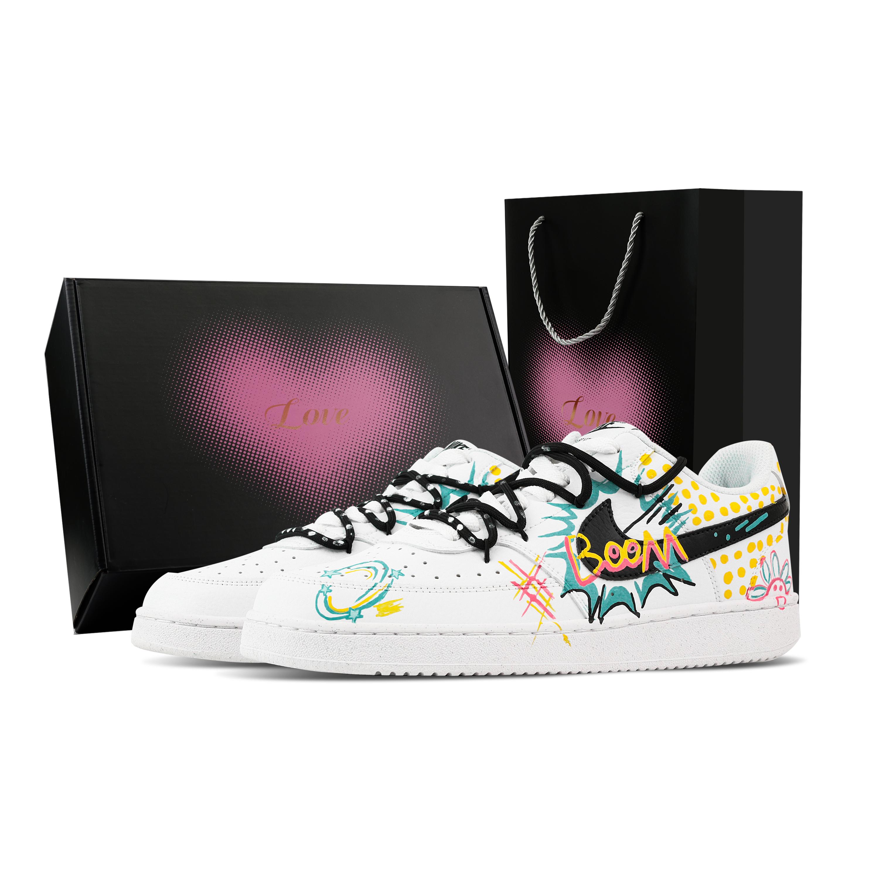 

Nike Court Vision 1 Pope Arts, Heart Box Abrasion Resistant Low top Skateboard Shoes Men s White Yellow Cyan DH2987-101(Team529--) 45