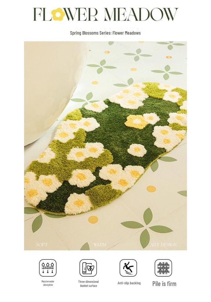 Moss Carpet Stain-Resistant Foldable Bedside Rug - Easy To Clean Flocking Design