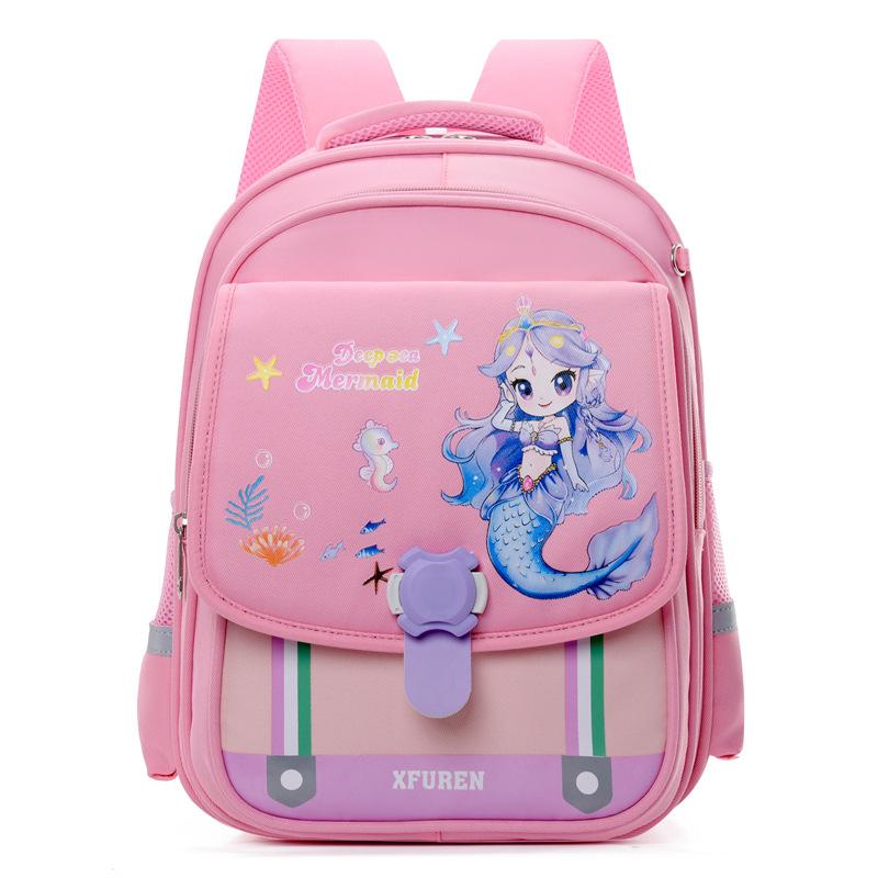 Elementary School Bag, Girl Light Weight, Spine Protection, Large Capacity Backpack, Cartoon Cute 3-6 Children's Backpack.