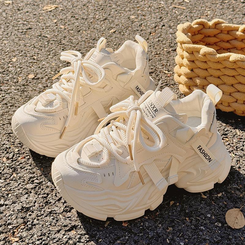 Daddy shoes women's 2025 new spring thick-soled heightening casual shoes muffin shoes little white shoes original design sense