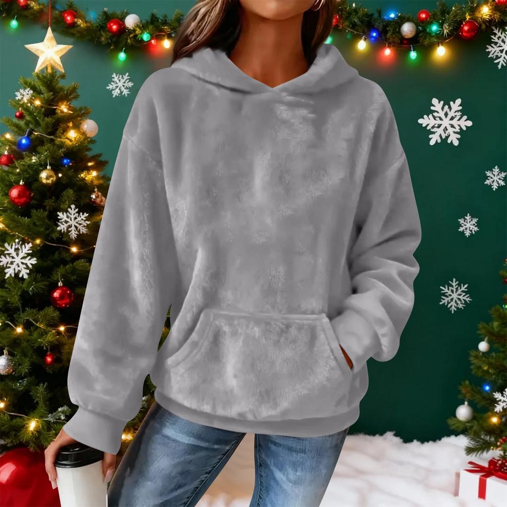 Women's Hooded Long Sleeve Printed Flannel Top Hooded Sweatshirt