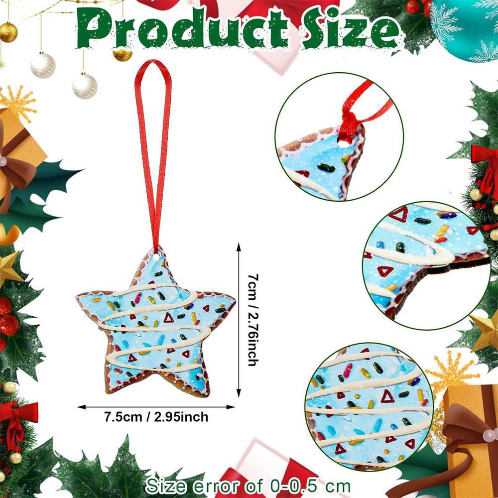 Wooden Christmas Ornaments 24 wooden gingerbread house donut cake hangings Donut Cake Christmas Tree Decorations for Winter
