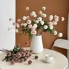 Artificial Pompon Mum, 5 Heads Faux Mini Chrysanthemums Ball, Small Fake Flower Stem for Vase Filler, DIY Bouquet, Autumn Table Centerpiece, Flower