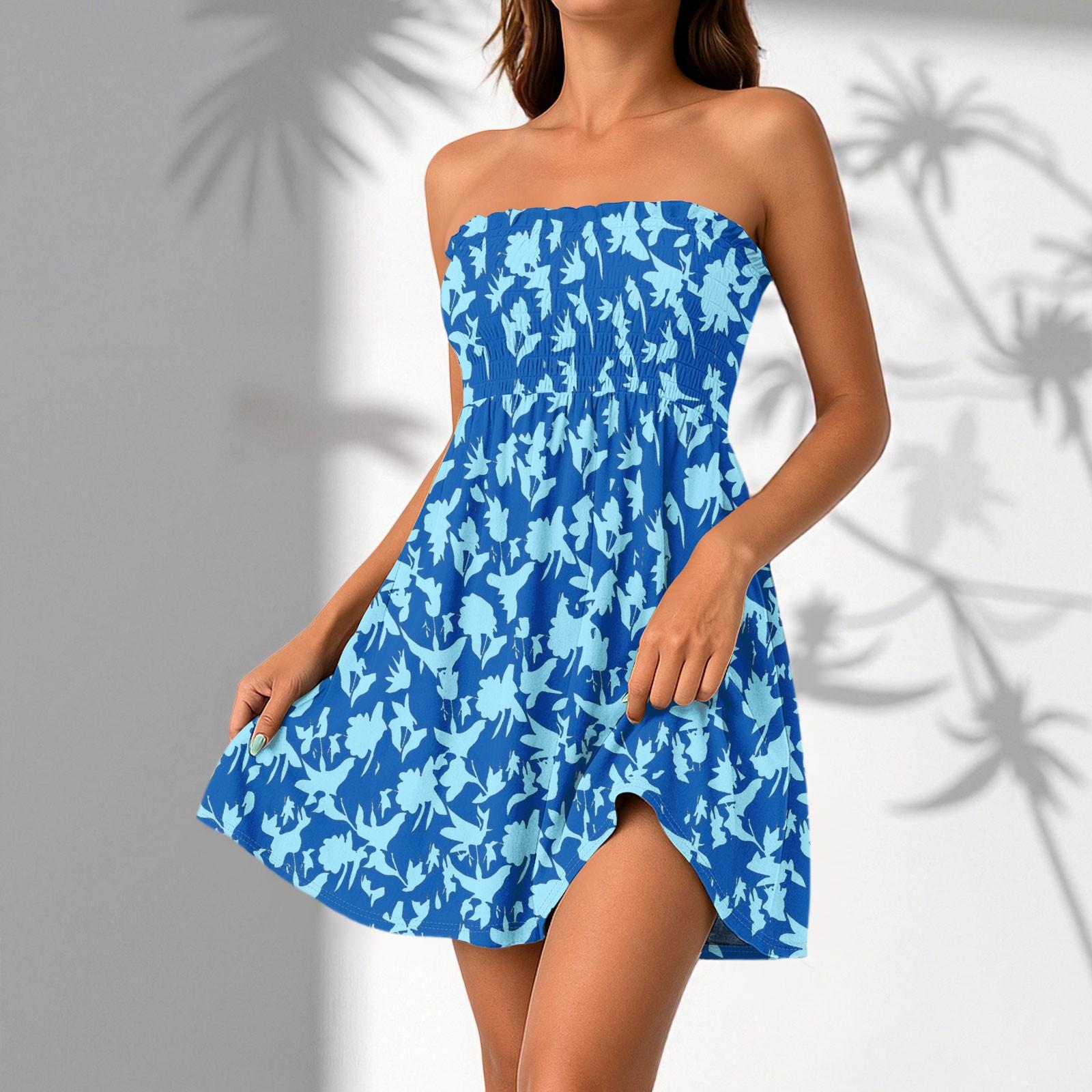 

Женские повседневные летние платья без рукавов, весеннее лоскутное бохо-цветочное коктейльное вечернее платье XL синий