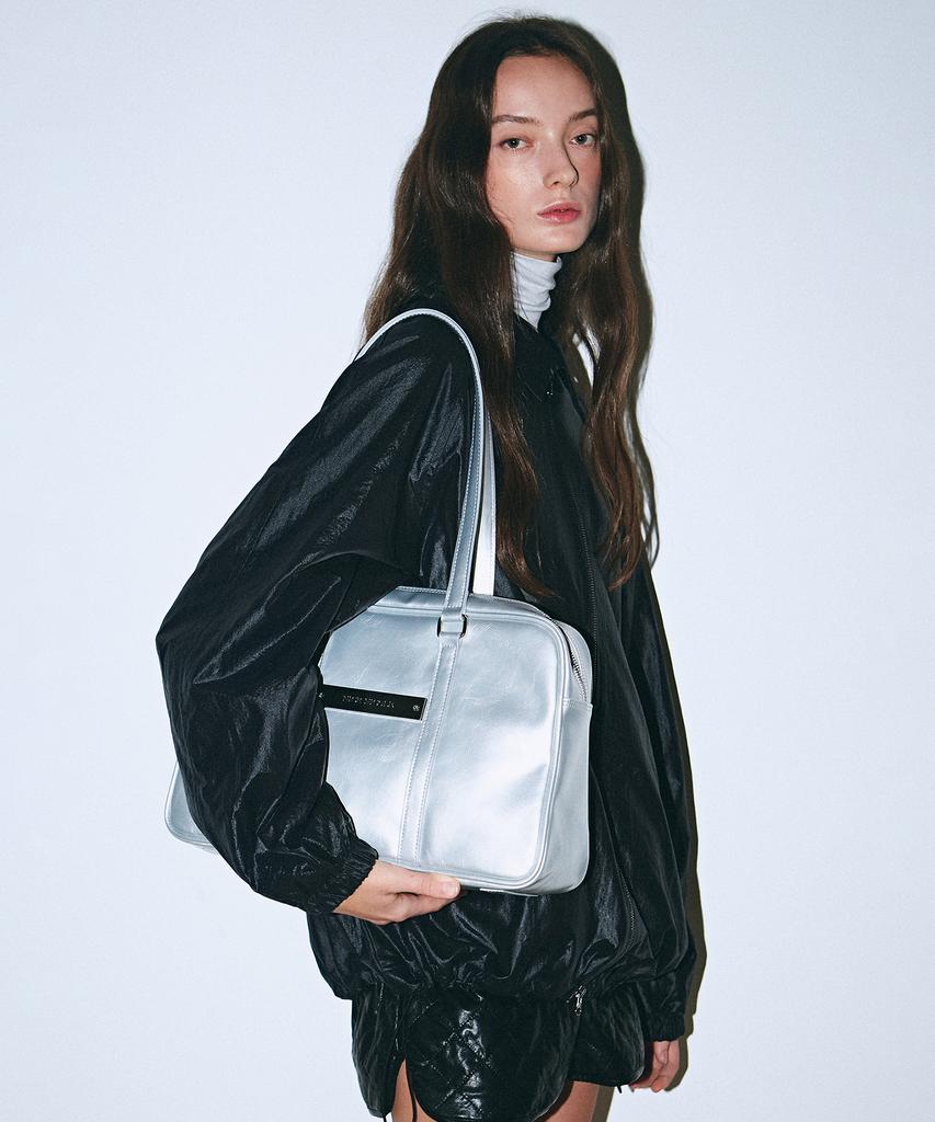 Nick&Nicole Crystal Leather Boston Bag_Silver
