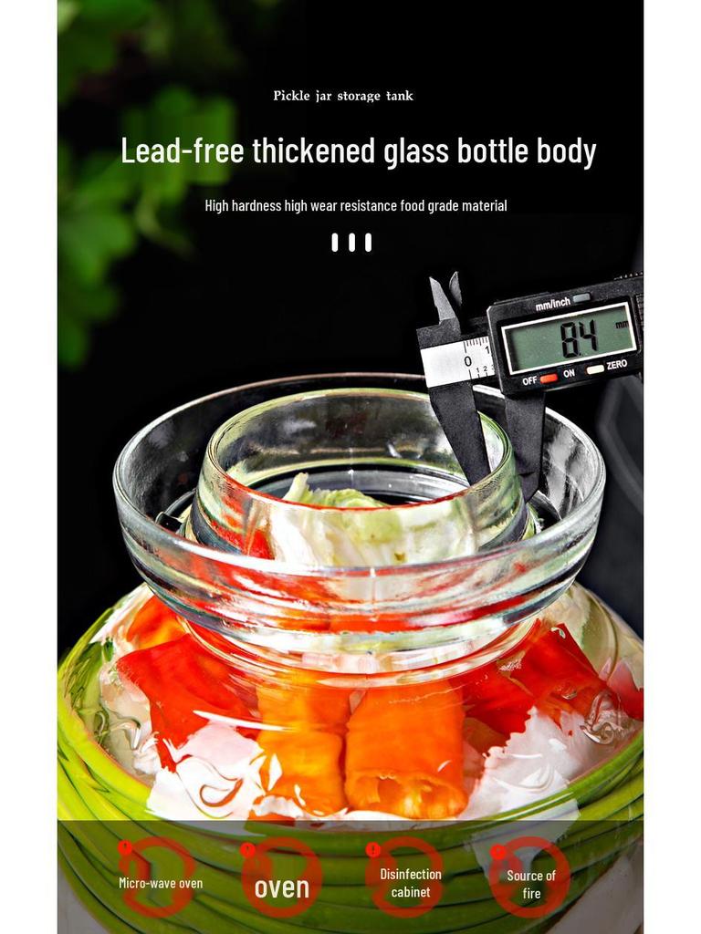 Verdicktes Glas-Gurkenglas mit Innendeckel für Sauerkraut, Kimchi und eingelegtes Gemüse