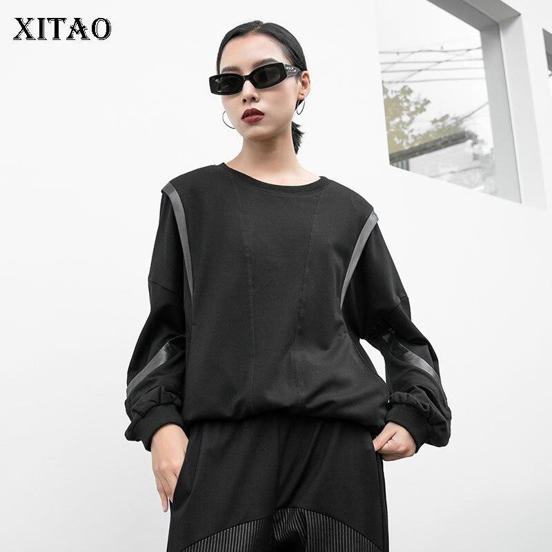 

XITAO Fashion Женская повседневная черная толстовка ZP3417
