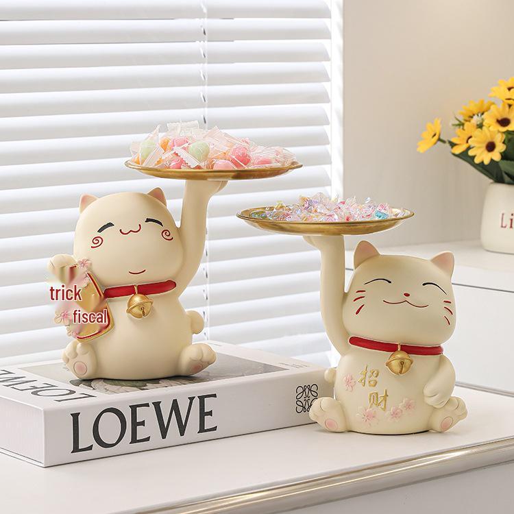 Cat-Shaped Snack and Fruit Tray - Light Luxury Ornament for Desk or Bar