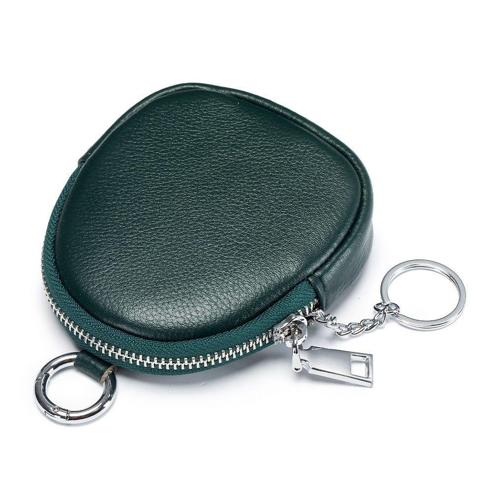 

Portable Mini Coin Purse Zipper with Key Ring Card Holoder Wallet Solid Color Handbags зелёный