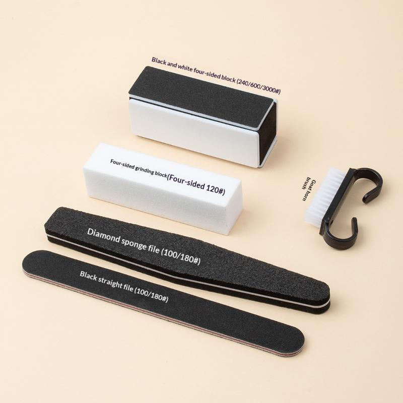 Lightweight Nail Art Tool Set Multi Grit Buffing Blocks Nail Files Dust Brush for Manicure Pedicure Beginner Gift