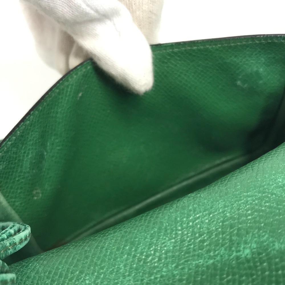 HERMES vintage logo Pochette bag mini bag Shoulder Bag Leather Green