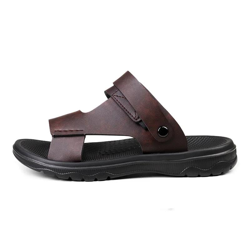 Summer Outdoor Sandals for Men Casual Sport Slippers PU Leather Non-slip Breathable Roman Shoes Beach Flip-Flop Garden Shoes2025