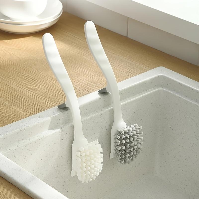Long Handled Pot Brush with Anti Scalding Design, Strong Stain Removal and Non Damaging Coating, Dishwashing Brush Durable for Kitchen Cleaning
