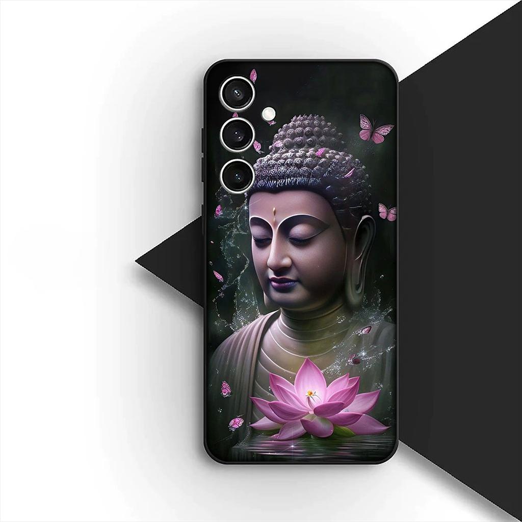 Lord Buddha Lotus Flower Light Phone Case for Samsung Galaxy S24 S25 S23 FE Ultra Plus S7 Edge S25+ S23+ A56 5G Protective Cover