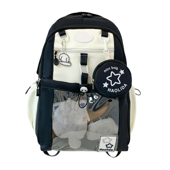 Girls Laptop Backpack Waterproof Backpack with Transparent Front Pocket Large Capacity Backpack with Padded Straps for School Street Travel