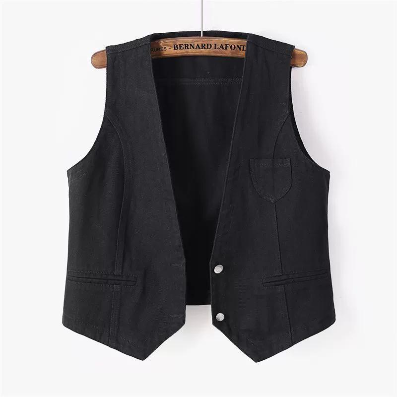 Gilet in Denim alla Moda Femminile Streetwear Scollo a V Gilet da Donna Estivo Taglia Grande Gilet Jeans Top Senza Maniche Giacca Chaleco Mujer