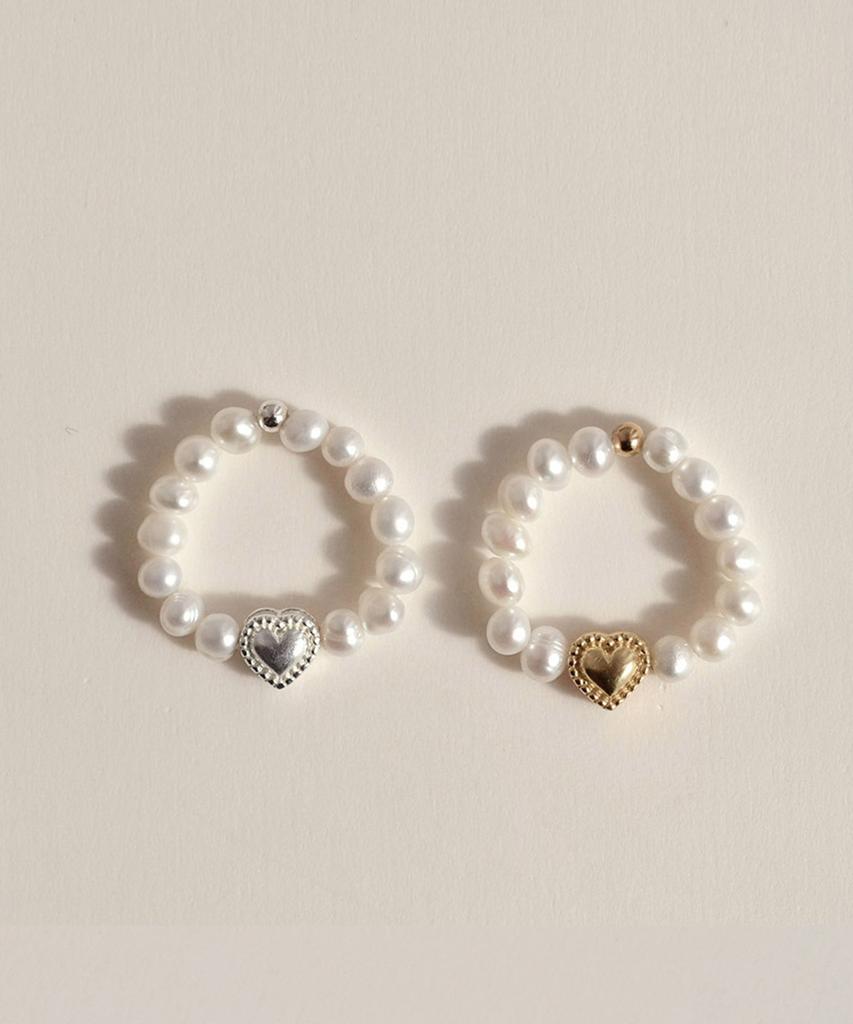 47Bag 925 Silver Freshwater Pearl Heart Ring Lowell