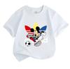 Kids Boys Girls 100% Cotton Crew Neck Short Sleeve T-Shirt, Cute Cartoon Football Playing Mouse Print Casual Soft Breathable Summer Top for Children D