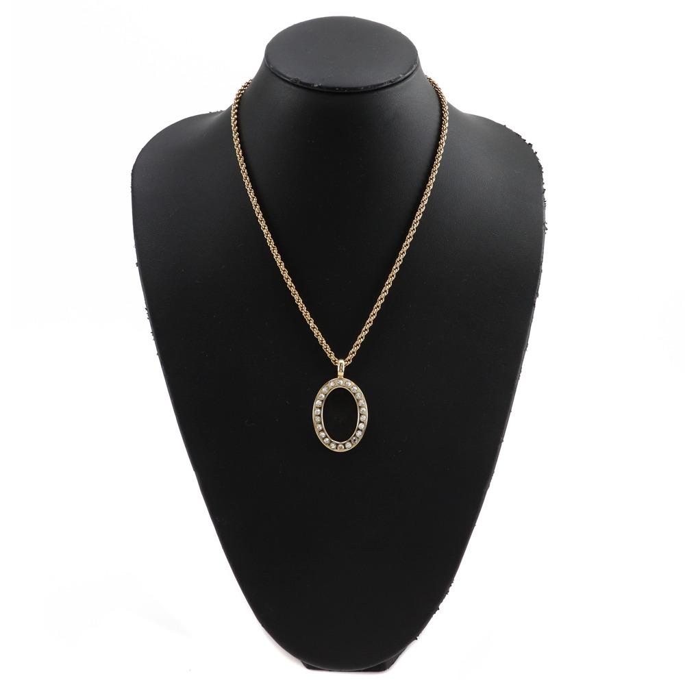 Dior Halskette Vintage Kreis Vergoldet/Strass 29g Damen Gebraucht