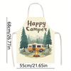 1pc Happy Camper Apron with RV Campfire Forest Print Outdoor Adventure Kitchen Baking BBQ Cooking Wear Unisex Nature Lover Gift