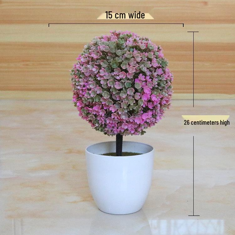 Creative Home Decor: Artificial Bonsai Grass Balls and Mini Cherry Snow Ball Trees