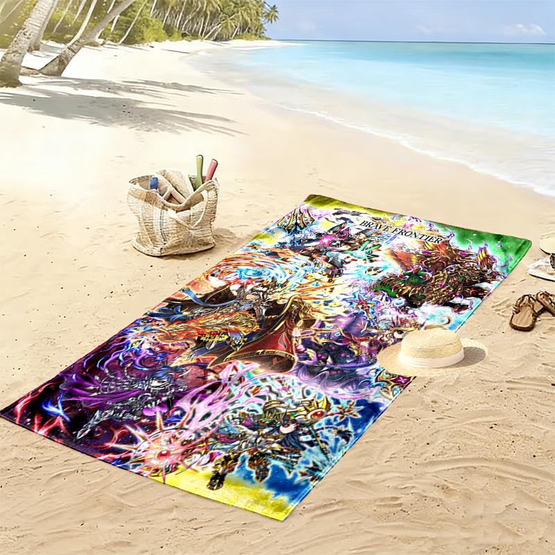 Brave Frontier Print Beach Towel, Large Soft Quick Dry Towel for Beach Camping Swimming