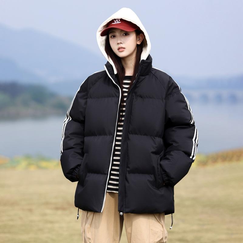Hooded Fake Two-piece Cotton-padded Coat, Couple's Versatile Loose Casual Three-bar Cotton-padded Coat To Keep Warm, Winter Cotton-padded Clothes